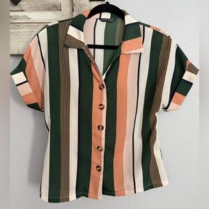SHEIN Multicolor Striped Button-Up Shirt